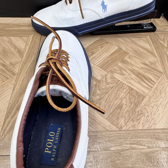 Polo Ralph Lauren Vaughn Sneakers Cream Leather Size 11.5D Loafers main image 7